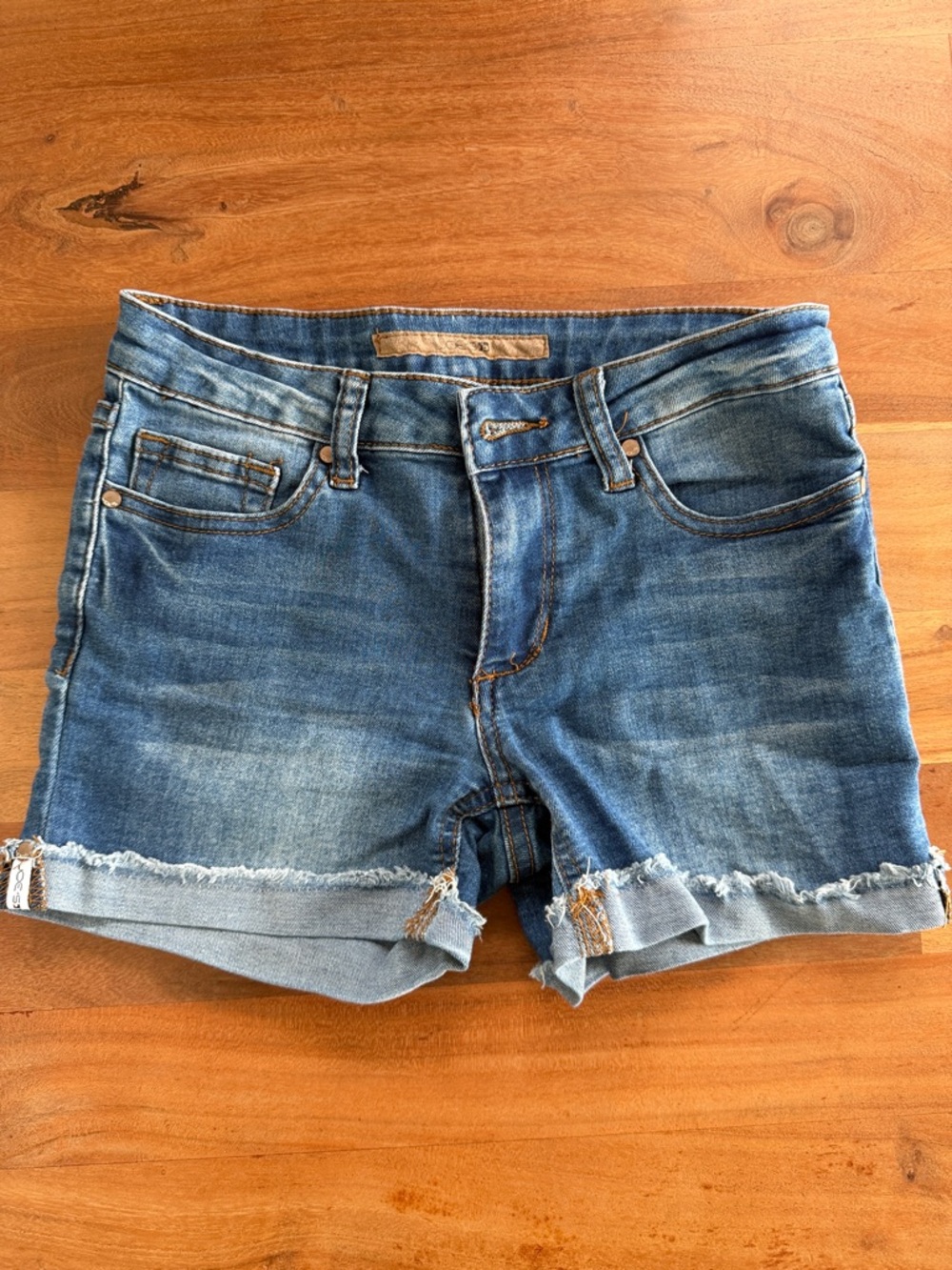 Frayed Hem Blue Denim Shorts